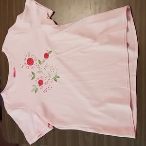 Unbranded Pink Tee w Bead and Flower Embellishments XL